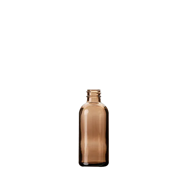 The image displays the Calaso 2.0oz Glass Bottle. It is a small, cylindrical, transparent glass bottle with a smooth surface. The bottle has a narrow neck and an open top, suitable for attaching a cap or a dropper. The simplicity and clarity of the bottle give it a versatile and elegant look, making it suitable for holding various liquids or cosmetic products.