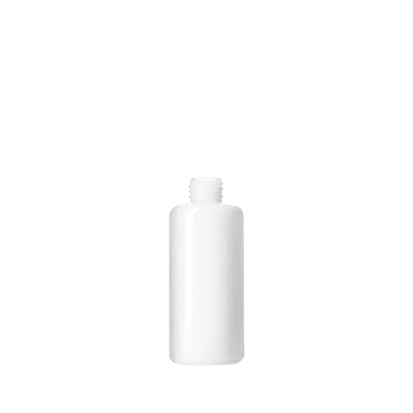 The image displays the Calaso 6.8oz Glass Bottle. The bottle is clear, cylindrical, and features a sleek, modern design with smooth, clean lines. Its surface is transparent, allowing the contents inside to be visible. The neck of the bottle is narrow, designed to accommodate a screw-on cap or similar closure. The overall look is minimalistic and elegant, suitable for various liquid products.