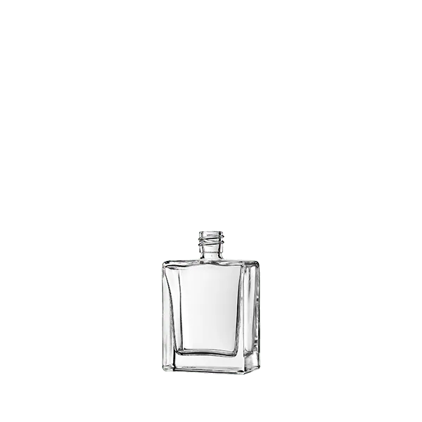 The image features the Calaso 1.7oz Glass Bottle. The bottle has a clear, cylindrical design with a flat, thick base. The neck is slightly narrower than the body, and it has a screw-top opening suitable for various closures. The overall appearance is sleek and modern, making it ideal for a range of liquid products.