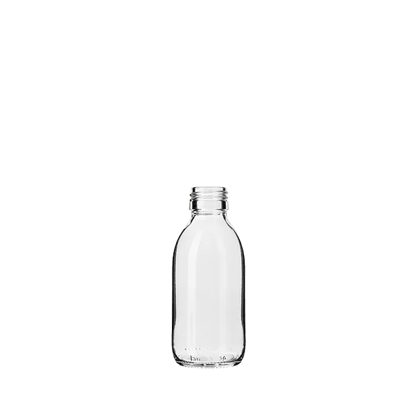 The image displays the Glasmeister Calaso 5.1oz Glass Bottle. It is a clear, cylindrical glass bottle with a smooth surface and a straight-walled design. The bottle has a wide neck and a screw-top closure. The overall appearance is sleek and minimalist, making it suitable for various liquid products.
