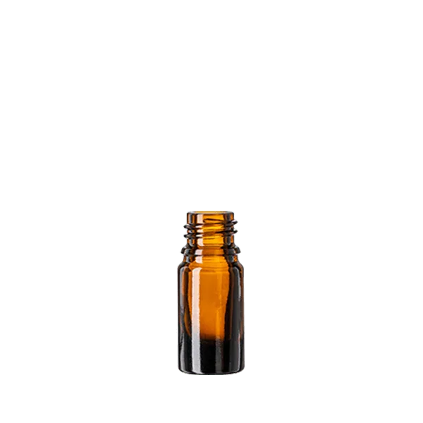 The image shows the "Calaso 0.2oz Glass Dropper Bottle." The bottle is clear with a cylindrical shape and features a black dropper cap. The dropper has a small, tapered nozzle for precise dispensing. The overall design is sleek and minimalist, suitable for storing and dispensing small quantities of liquids such as essential oils or serums.