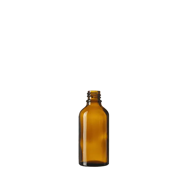 The image features the Calaso 1.7oz Glass Dropper Bottle. It is a clear, cylindrical glass bottle with smooth, rounded shoulders. The bottle is topped with a black dropper cap that includes a squeezable rubber bulb for dispensing liquids. The dropper cap has a shiny finish, which contrasts with the transparent glass of the bottle. The overall design is sleek and minimalistic, making it suitable for various liquid products such as serums or essential oils.