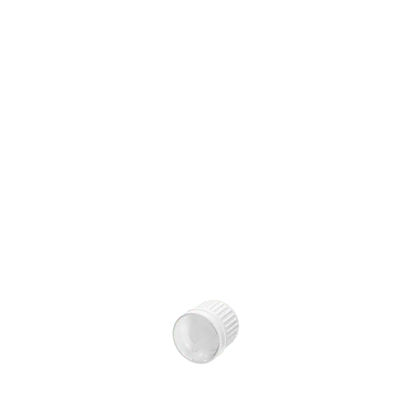 The image shows the Calaso PP Dropper DIN18 RGB02C2B001-001. The dropper features a black plastic cap with a ribbed texture for easy grip. Attached to the cap is a clear pipette that allows for precise dispensing of liquids. The overall design is sleek and functional, suitable for various applications that require controlled liquid dispensing.