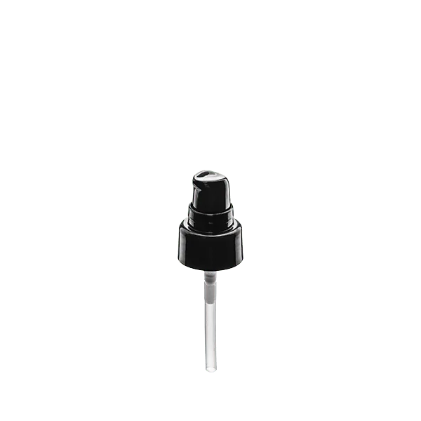 The image shows the Calaso PP Pump 22/410 FPB12A3C003. It is a white plastic pump dispenser with a ribbed collar and a smooth, rounded actuator. The pump is designed for screw-top bottles and features a long, narrow dip tube extending from the bottom of the pump mechanism. The actuator has a flat top surface and can be pressed down to dispense liquid products such as lotions or soaps.