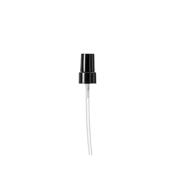 The image shows the Calaso PP Pump 18-415 FPB07A3C007-200. This product features a white plastic pump with a ribbed collar that can be screwed onto compatible bottles. The pump mechanism includes a smooth, cylindrical actuator at the top for easy dispensing.
