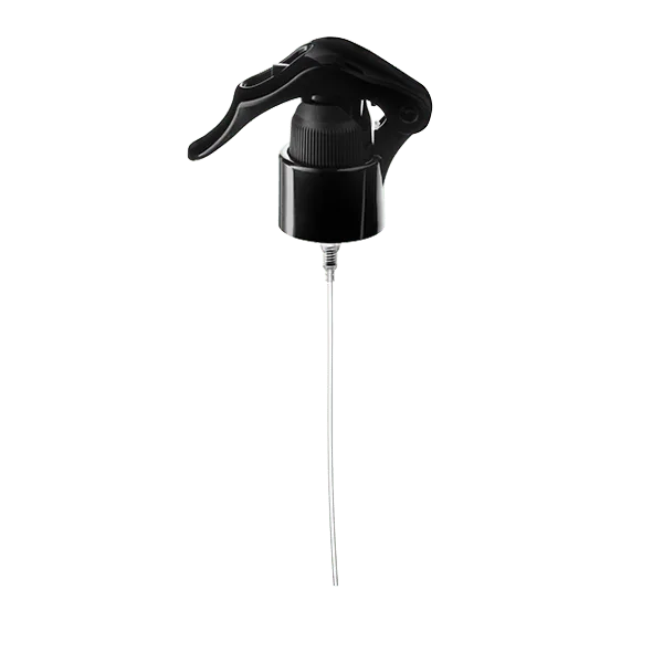 The image shows the Calaso PP Sprayer 24-410. It is a white plastic trigger sprayer with a ribbed neck finish, designed to be attached to a bottle. The sprayer features a curved trigger and a nozzle at the end, which appears to be adjustable for varying spray patterns. The overall design is ergonomic, intended for ease of use.