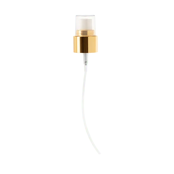 The image features the Calaso PP Sprayer 24/410, a sleek and modern dispensing pump. It has a white plastic body with a ribbed texture for easy grip, and a long, thin dip tube extending from the bottom. The sprayer head includes a smooth, rounded actuator for comfortable use. The product is displayed against a plain white background, highlighting its clean and functional design.