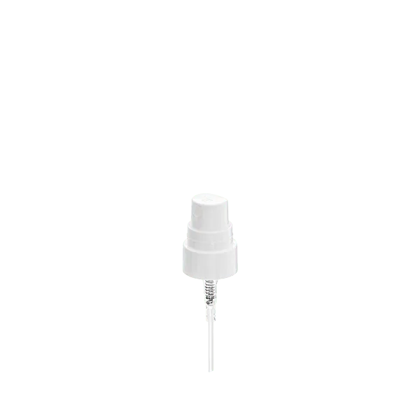 The image features the Calaso PP Sprayer 18/400 FPB05A3B001-001. It is a white plastic sprayer with a ribbed neck and a smooth, rounded actuator for dispensing liquids. The sprayer is designed for compatibility with bottles that have an 18/400 neck finish. The nozzle is slightly protruding, and the overall design appears functional and ergonomic.