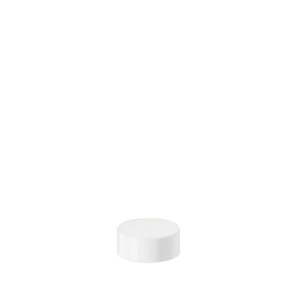 The image shows the Calaso PP Threaded Closure 35 Special (HBA01A1A001-001). This product is a white, circular plastic cap with a smooth, flat top and threaded sides designed to secure onto a container. The closure appears simple and functional, with a clean, minimalistic design.