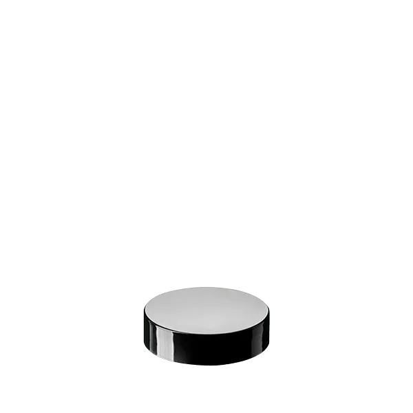 The image shows a Calaso PP Threaded Closure 57 Special. This is a clear, circular, plastic cap with threading on the inside, designed to securely fit onto compatible containers. The cap has a smooth, glossy surface and a slightly domed top, providing a clean and simple appearance.