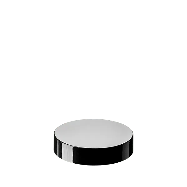 The image displays the Calaso PP Threaded Closure 72 Special. It is a white, circular plastic cap with a smooth, flat top surface and threaded sides for secure attachment. The cap appears to be designed for use with containers, providing a tight seal when screwed on.