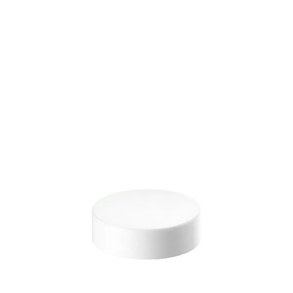 The image depicts a Calaso PP Threaded Closure 53/400. It is a cylindrical, white plastic cap with a smooth surface and threading on the inside, designed to fit onto a compatible container. The closure has a flat top and slightly rounded edges, giving it a clean and modern appearance.
