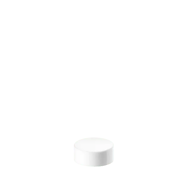 The image shows the Calaso PP Threaded Closure 33/400. It is a circular, plastic cap designed for sealing containers. The cap has a smooth, matte finish with a slightly raised outer edge for better grip. The threading inside the cap is visible, indicating it is designed to screw onto a compatible container. The cap is plain with no visible branding or markings.