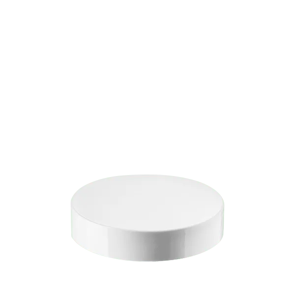 The image shows the Calaso PP Threaded Closure 87 Special. It is a sleek, cylindrical closure with a smooth, glossy finish. The closure appears to be made of white plastic and features a threaded design, ensuring a secure fit. The top surface is flat and unmarked, giving it a clean and minimalist appearance. The overall design is practical and functional, suitable for sealing various containers.