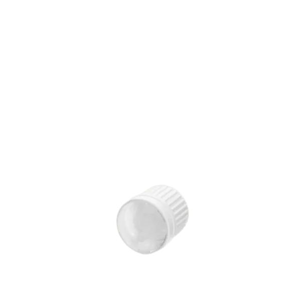 The image shows the Calaso PP Dropper DIN18. It is a sleek, cylindrical dropper bottle with a smooth, white finish. The bottle features a screw-on cap with a built-in dropper for precise dispensing. The design is minimalistic and functional, making it suitable for various liquid products.