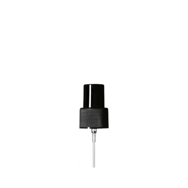 The image shows a white Calaso PP Sprayer 24/410. The sprayer features a ribbed cap and a long, slim nozzle for precise dispensing. The design is minimalist and functional, making it suitable for various liquid products.
