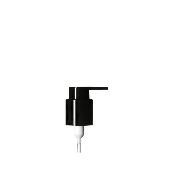 The image shows a white plastic pump dispenser with a ribbed collar and a smooth pump head. The product name is "Calaso PP Pump 24-410." The pump is designed for dispensing liquids, typically used for personal care or household products. The overall design is sleek and functional, with a standard size that fits most bottles with a 24-410 neck finish.