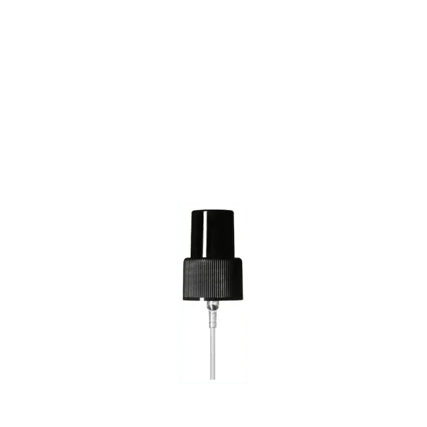 The image features the Calaso PP Sprayer 24-410, a plastic sprayer designed for dispensing liquids. The sprayer has a sleek, white body with a ribbed texture on the neck for better grip and a clear, transparent nozzle. The nozzle is designed for even distribution and easy application of liquids. The sprayer's trigger mechanism appears ergonomic, ensuring comfortable use. Overall, the Calaso PP Sprayer 24-410 has a practical and clean design suitable for various liquid products.