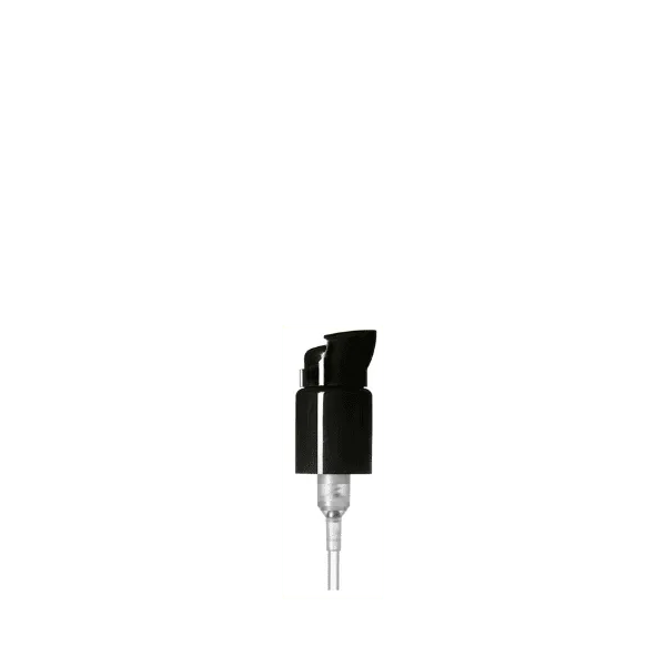 The image features the Calaso PP Pump 24/410. The pump is primarily white with a sleek, smooth design. It includes a threaded neck for easy attachment to compatible bottles, and a long, thin dispensing tube extends from its base. The pump head has a rounded shape with a flat top that can be pressed down to dispense liquid. The overall appearance is clean and functional, indicating its use in dispensing products like lotions or liquid soaps.