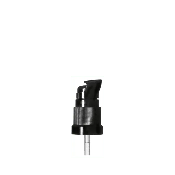 The image shows the Calaso PP Pump DIN18. It is a white plastic pump dispenser with a long, slender nozzle and a ribbed collar for a secure grip. The pump is designed to fit onto bottles with a DIN18 neck finish. The overall design is sleek and functional, suitable for dispensing liquids like lotions or soaps.