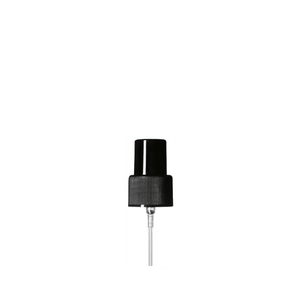 The image shows the CALASO PP Sprayer 24/410, a plastic spray nozzle with a ribbed collar designed to fit onto bottles. The sprayer is white with a long, clear plastic dip tube extending from the base. The sprayer head has a smooth, ergonomic design for ease of use, and the nozzle is designed for dispensing liquids in a fine mist.