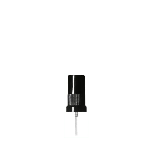 The image features the Calaso PP Sprayer DIN18. It is a white plastic sprayer with a ribbed texture for grip. The product has a sleek, cylindrical design with a nozzle at the top for spraying liquids. The nozzle is slightly tapered and the sprayer appears to be designed for ease of use with an ergonomic trigger mechanism. The overall appearance is clean and functional, suitable for a variety of liquid dispensing needs.