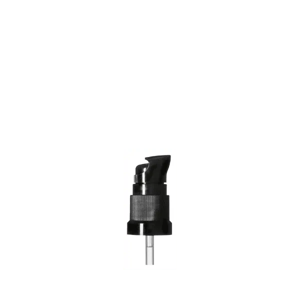The image shows a Calaso PP Pump DIN18. It is a white plastic pump dispenser with a smooth, cylindrical body and a ribbed section near the top for grip. The pump has a long, slender nozzle designed for dispensing liquids. The overall design is sleek and functional, suitable for attachment to bottles.