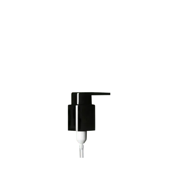The image shows the Calaso PP Pump 24/410. This product features a plastic pump dispenser with a smooth, cylindrical neck and a pump head that appears to be designed for dispensing liquids. The pump is white in color and has a sleek, modern design. The nozzle of the pump is slightly curved, making it suitable for various personal care or household products. The pump is accompanied by a long dip tube that extends from the pump mechanism.