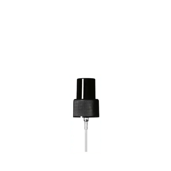 The image features the Calaso PP Sprayer 24/410. It is a plastic spray nozzle with a sleek design, predominantly white in color. The sprayer includes a ribbed collar for easy grip and attachment to bottles, and a long, narrow dip tube extending from the bottom for liquid uptake. The nozzle has a small orifice for dispensing liquids in a fine mist.