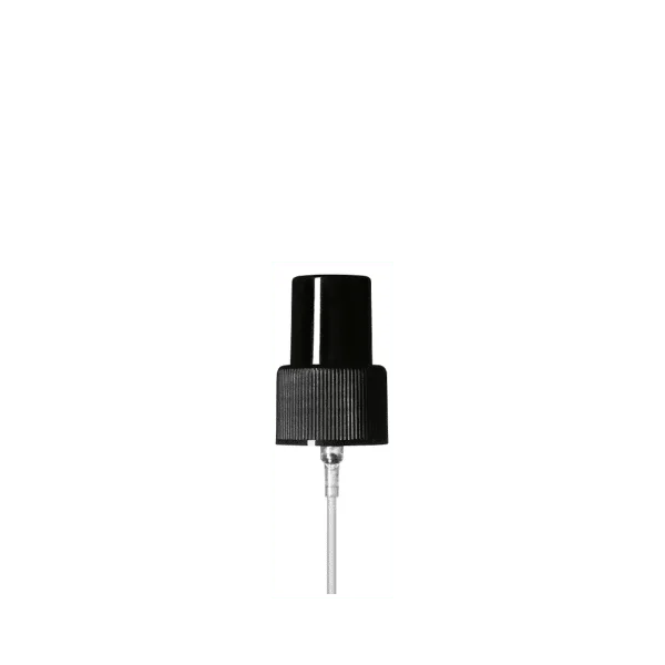 The image shows the Calaso PP Sprayer 24/410. It is a white plastic sprayer with a smooth, cylindrical body and a ribbed neck for secure attachment to a bottle. The sprayer has a standard nozzle attached to a long dip tube for dispensing liquids, and the nozzle features a simple, ergonomic design for easy use. The overall design is clean and functional, suitable for various liquid dispensing needs.