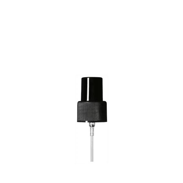 The image shows a Calaso PP Sprayer 24/410. The sprayer has a smooth, cylindrical body with a ribbed base for grip. The nozzle at the top is designed for spraying liquids and has a small, rounded cap. The tube extending from the nozzle is transparent, allowing the liquid inside to be visible. The overall design is sleek and functional, suitable for various liquid dispensing needs.