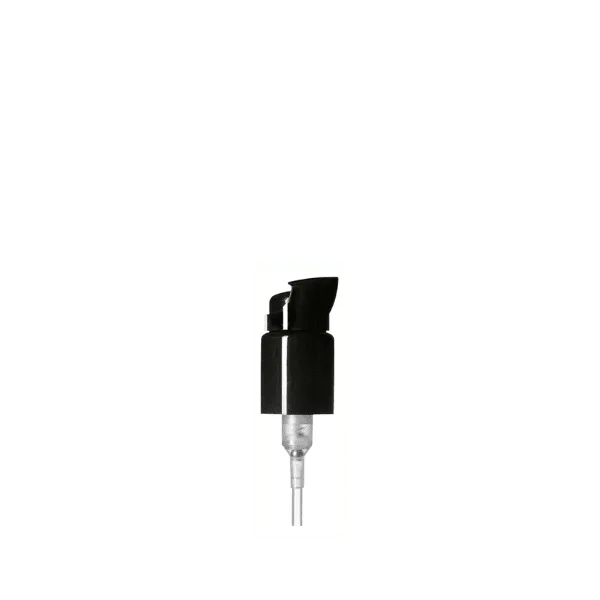 The image shows the Calaso PP Pump 24/410, which is a white plastic pump dispenser typically used for bottles containing liquid products such as lotions, soaps, or shampoos. The pump features a ribbed collar for easy grip, and a smooth actuator that can be pressed down to dispense the product. The pump is attached to a long dip tube that extends into the bottle to reach the liquid inside. The overall design is simple and functional, intended for effective dispensing of liquid products.