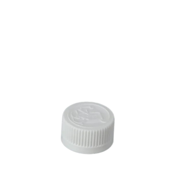 The image shows a MRP Solutions PP Threaded Closure 24-400 (CR024). It is a white, circular plastic cap with a smooth surface and threaded interior designed to securely fit onto compatible containers. The closure appears to have a standard 24-400 neck finish, which indicates the size and threading type for proper sealing. The cap is shown against a plain white background, highlighting its clean design and functional form.