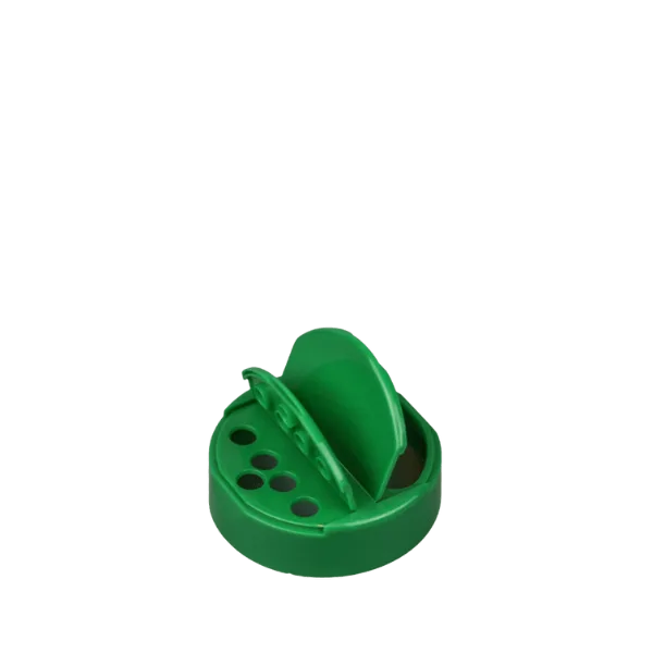 The image features the MRP Solutions PP Flip Top Cap 63-485. It is a white, round plastic flip-top cap designed to fit containers with a 63-485 neck finish. The cap has a smooth surface and a hinged lid that flips open to allow for easy dispensing of the container's contents. The overall design is simple and functional, with no additional decorations or branding visible on the cap. 