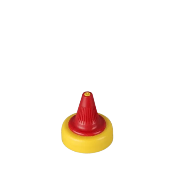 The image features the MRP Solutions PE Twist Open Cap 38-2149-10-01. It is a white, cylindrical plastic cap with a smooth surface. The cap has a twist-open mechanism and is designed to fit on compatible containers. The top of the cap is flat and slightly domed, providing a clean and simple appearance. 