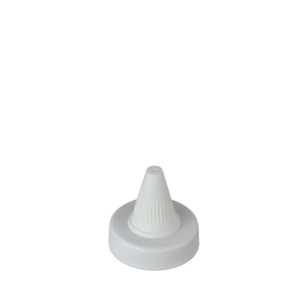 The image shows a white plastic cap designed for containers, known as the MRP Solutions PE Twist Open Cap 38-400. The cap is cylindrical with a smooth surface and a twist-open mechanism. It has a standard thread size of 38-400, which is compatible with various bottle types. The cap appears to be simple yet functional, intended for secure sealing and easy opening.