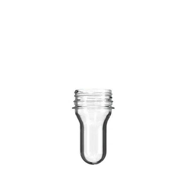 The image shows the Resilux PET Bottle Preform 24gm 38-400. It is a transparent, cylindrical plastic preform with a threaded neck, designed to be inflated into a full-sized bottle. The preform has a smooth surface and a uniform shape, with the threaded neck allowing for a secure cap attachment. The overall appearance is sleek and clear, indicating it is made from PET plastic.