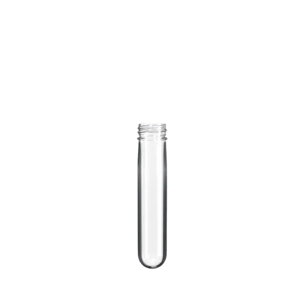 The image displays a transparent, cylindrical bottle preform made of PET (Polyethylene Terephthalate). The preform has a threaded neck designed to accommodate a screw cap. The product is the "Resilux PET Bottle Preform 36gr DET 28/400 SPH." The preform is shown standing upright against a plain white background.
