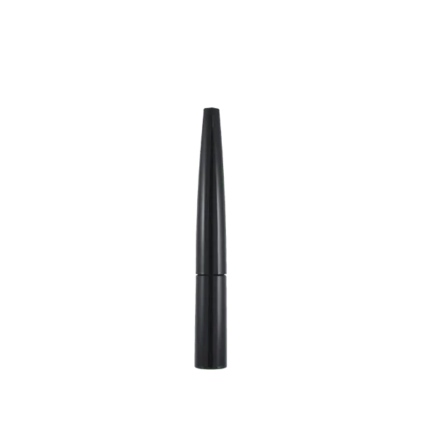 The image shows the SIMEX 0.3oz ABS Mascara Tube (MA015). It features a cylindrical shape with a sleek, glossy black finish. The mascara tube includes a screw-on cap designed to house the mascara wand applicator. The overall design is minimalist and elegant, with no visible branding or decoration on the surface.