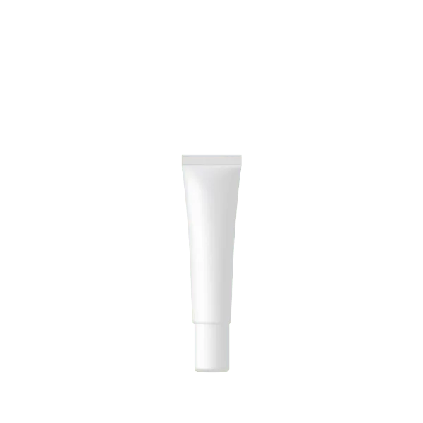 The image shows an 8 ml PE ABL round tube from Burhani Packaging Solutions. The tube is white with a smooth, glossy finish and has a cylindrical shape. It features a screw-on cap that is also white, creating a cohesive look. The tube's design is simple and clean, suitable for various cosmetic or personal care products.