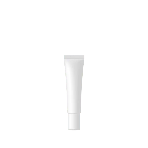 The image shows the Burhani Packaging Solutions 0.4oz PE Tube ABL Round. This is a small, cylindrical tube with a smooth, white exterior and a glossy finish. The tube appears to have a screw-on cap, which is also white, and is designed for easy dispensing of the product inside. The overall look is clean and simple, suitable for various personal care or cosmetic products.
