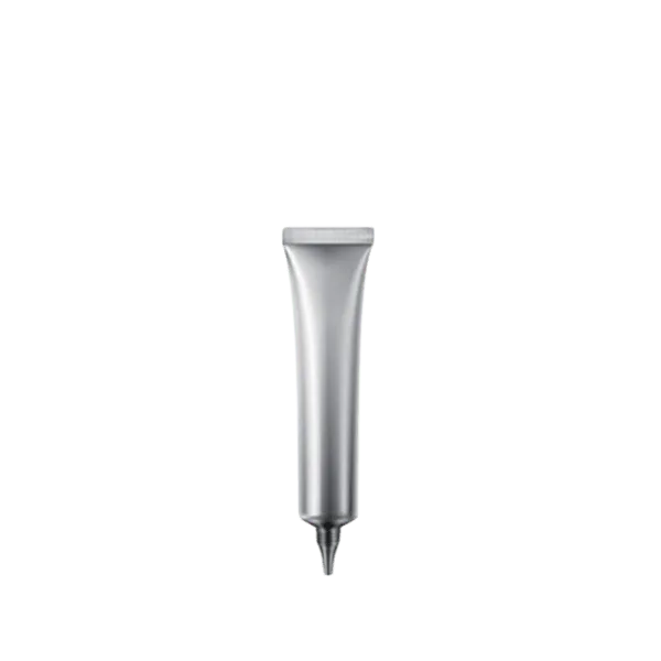 The image shows a Burhani Packaging Solutions PE Tube ABL Round, with a capacity of 0.7 oz (20 ml). The tube is cylindrical and primarily white with a shiny finish. It is topped with a screw-on cap that matches the body in color. The overall design is sleek and minimalistic, suitable for packaging creams, lotions, or gels. 