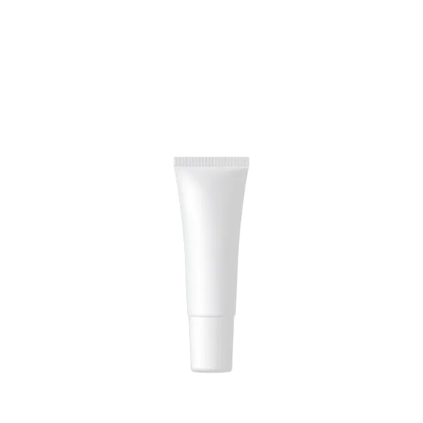 The image showcases a Burhani Packaging Solutions 0.9oz PE Tube ABL Round. The tube is white with a glossy finish and has a sleek, cylindrical shape. It features a smooth, flat screw cap at the top, making it easy to open and close. The overall design is minimalistic and clean, suitable for various cosmetic or personal care products.