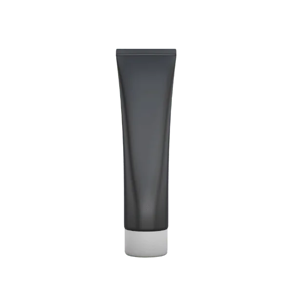 The image shows the Burhani Packaging Solutions 6-8oz PE Tube ABL Round. This is a cylindrical, silver-colored squeeze tube with a flat cap. The tube appears sleek and modern, designed for containing creams, gels, or other similar products. The cap is also silver and has a smooth, rounded top. The tube has no visible labels or markings.