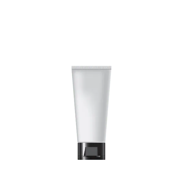 The image shows the Burhani Packaging Solutions 0.9oz PE Tube ABL Oval. The product is a small, cylindrical tube with a white body and a white cap. The cap is an oval shape, and the tube is designed to be squeezable for easy dispensing of its contents. The overall design is sleek and minimalistic, suitable for packaging various types of creams, gels, or lotions. The tube appears to be made of plastic and features a smooth, glossy finish.