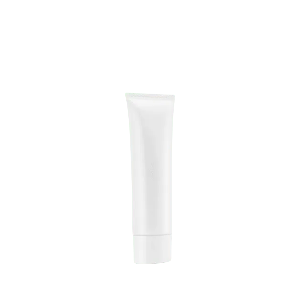 The image shows a Burhani Packaging Solutions 1.7oz PE Tube ABL Oval. It is a white, oval-shaped tube with a smooth, glossy finish. The tube has a flat, flip-top cap in matching white color at the top, and there is no visible branding or labeling on the body of the tube. The overall design is simple and sleek, suitable for holding cosmetic or personal care products.
