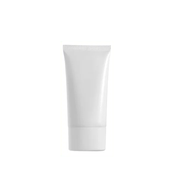 The image shows a Burhani Packaging Solutions 3.2oz PE Tube ABL Oval 95 ml. The product is a sleek, white tube with an oval shape, designed for holding 95 ml of content. The tube has a smooth surface with a glossy finish, and it is capped with a matching white cap that appears to be a flip-top style for easy dispensing. The overall design is modern and minimalistic, making it suitable for various cosmetic or personal care products.