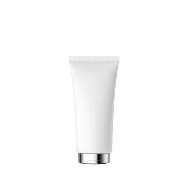 The image shows a Burhani Packaging Solutions 2.0oz PE Tube with a PBL Round design. The tube is white with no visible labeling or branding. It has a standard cylindrical shape with a smooth surface. The cap is also white, matching the tube, and appears to be a screw-on type. The overall design is clean and minimalistic.