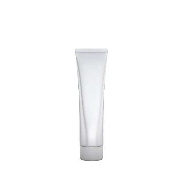 The image shows a Burhani Packaging Solutions 3.2oz PE Tube PBL Round, which is a cylindrical tube with a white body and a flip-top cap. The tube appears to be made of a smooth plastic material and is designed for containing and dispensing various products like creams, lotions, or gels. The cap is positioned at the top of the tube and is also white, matching the body of the tube. There are no labels or printed designs visible on the tube in the image.