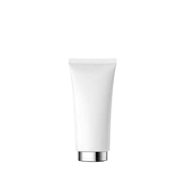 The image shows a Burhani Packaging Solutions 2.9oz PE Tube (PBL Round), 85 ml. The tube is predominantly white with a sleek, smooth surface and a clean, minimalist design. It features a screw-on cap at the top, which is also white and slightly rounded. The product appears to be designed for containing and dispensing creams, lotions, or other similar substances. No additional branding or labeling is visible in the image.